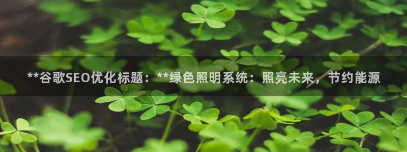 **谷歌SEO优化标题：**绿色照明系统：照亮未来，节约能源