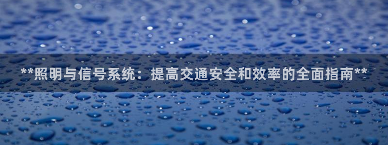 **照明与信号系统：提高交通安全和效率的全面指南**